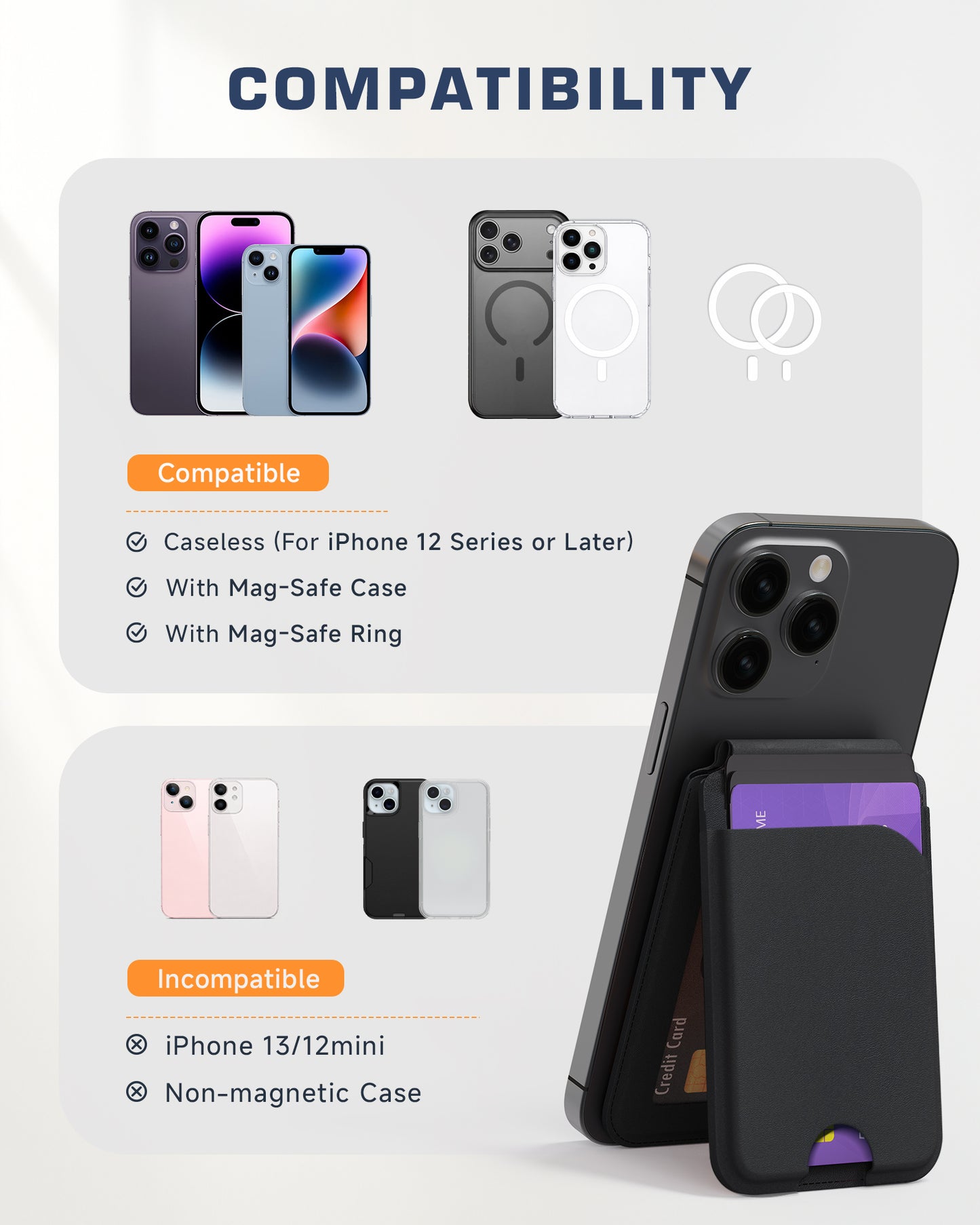 Compatible with iPhone 12 and later and MagSafe cases