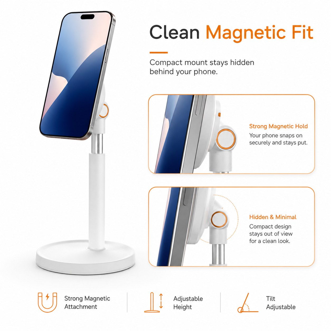 Clean minimal magnetic fit behind your phone
