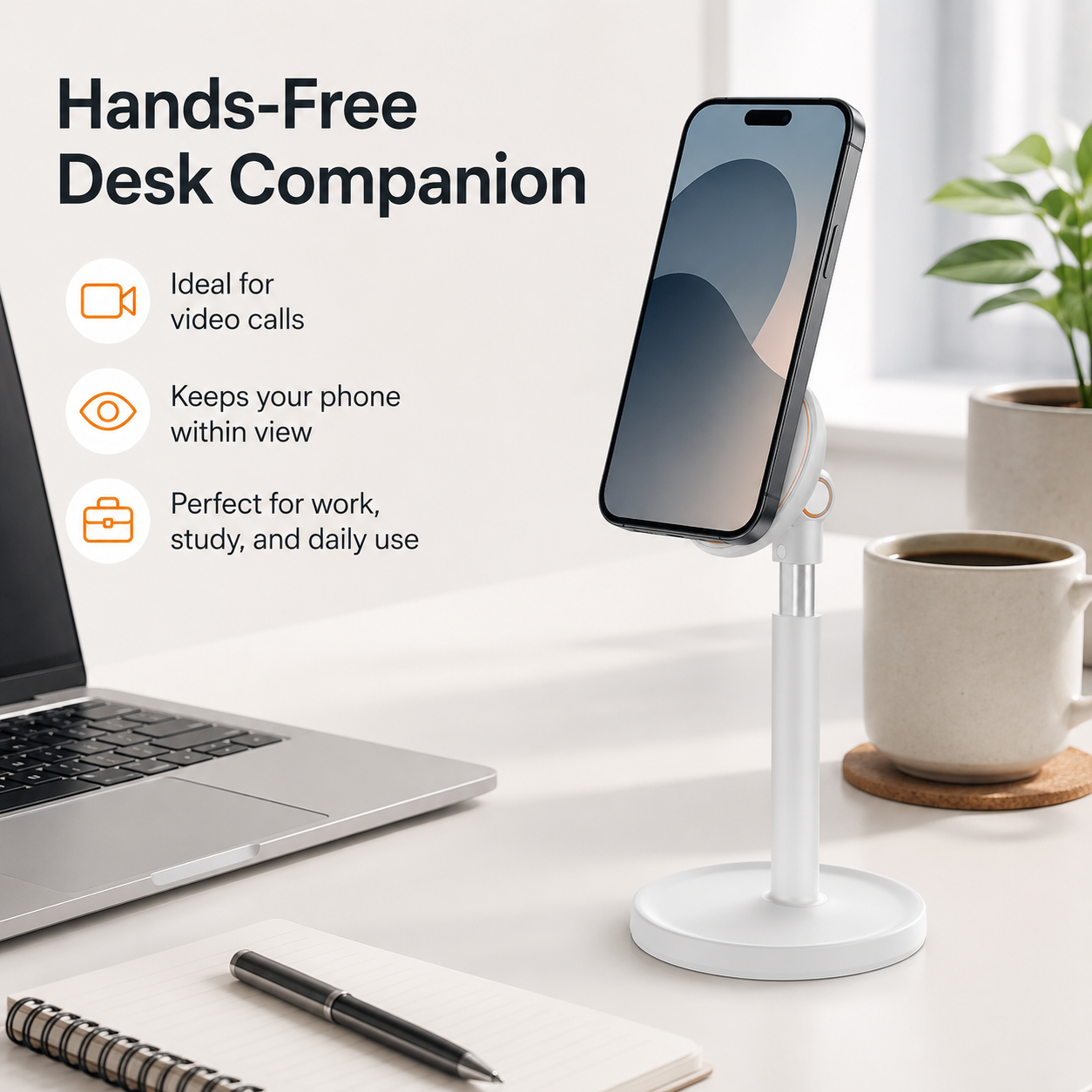 Hands-free desk companion for video calls