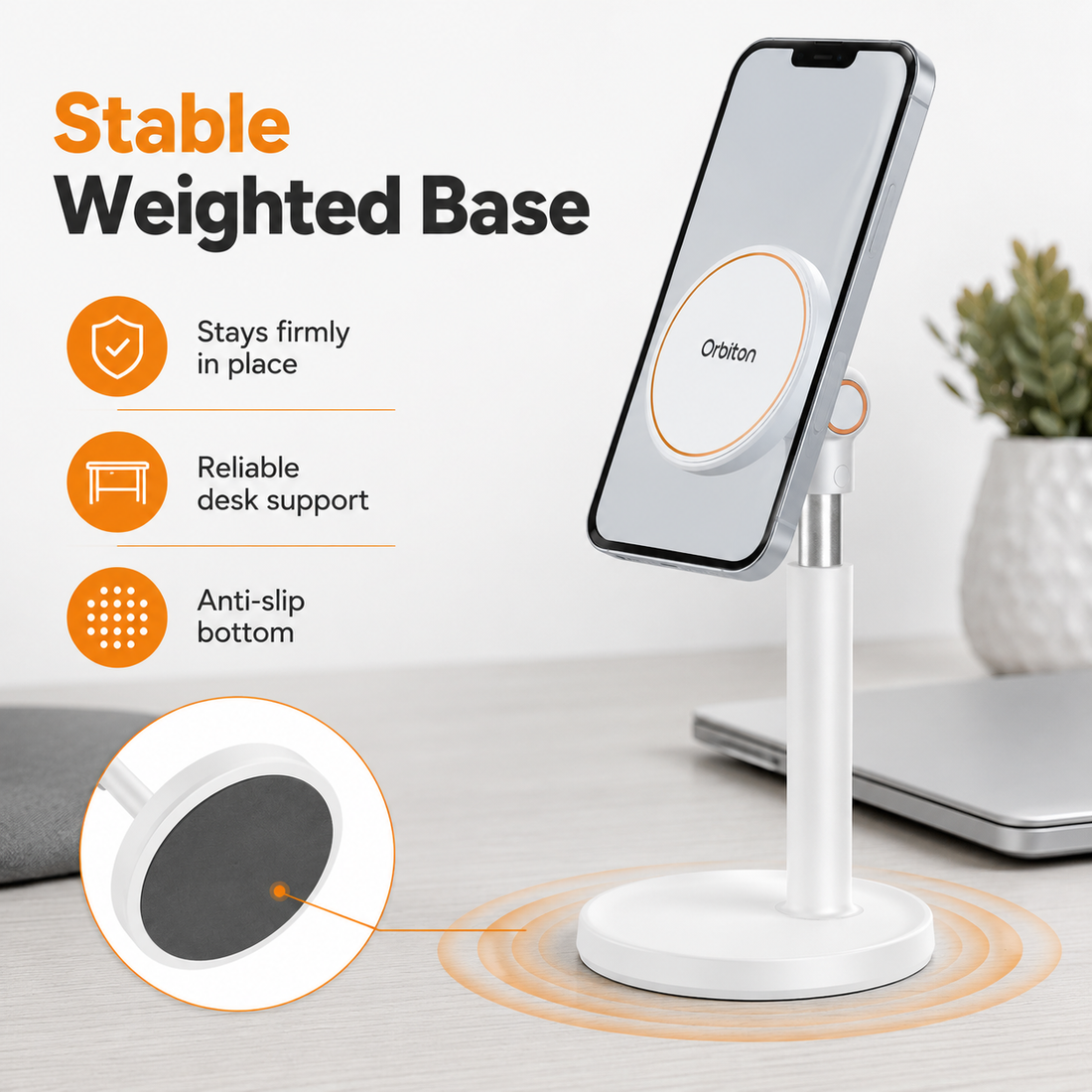 Stable weighted anti-slip base